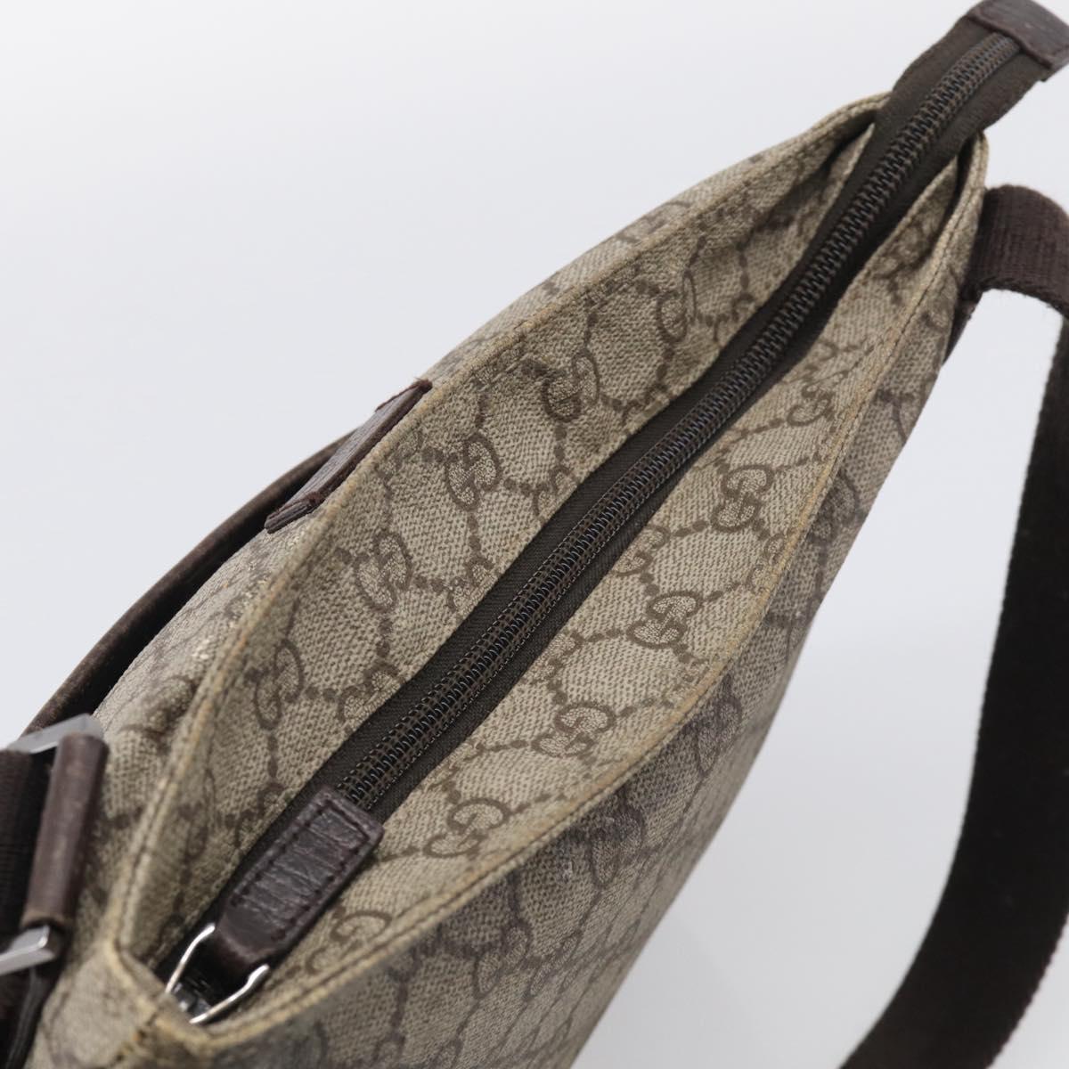 GUCCI GG Supreme Shoulder Bag PVC Beige Silver 141626 Auth 209406