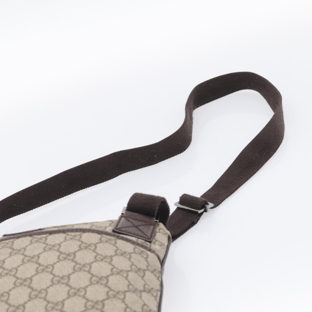 GUCCI GG Supreme Shoulder Bag PVC Beige Silver 141626 Auth 209406