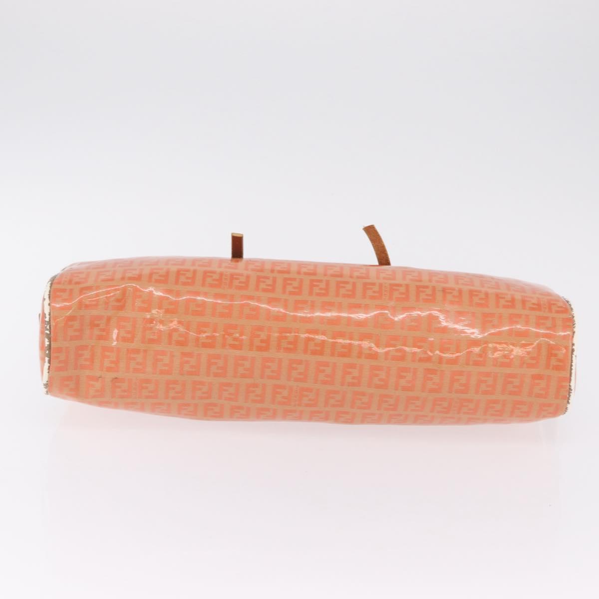 FENDI Zucchino Canvas Hand Bag Coated Canvas Orange Gold Auth 209422