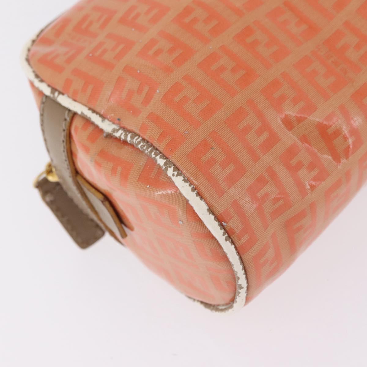 FENDI Zucchino Canvas Hand Bag Coated Canvas Orange Gold Auth 209422