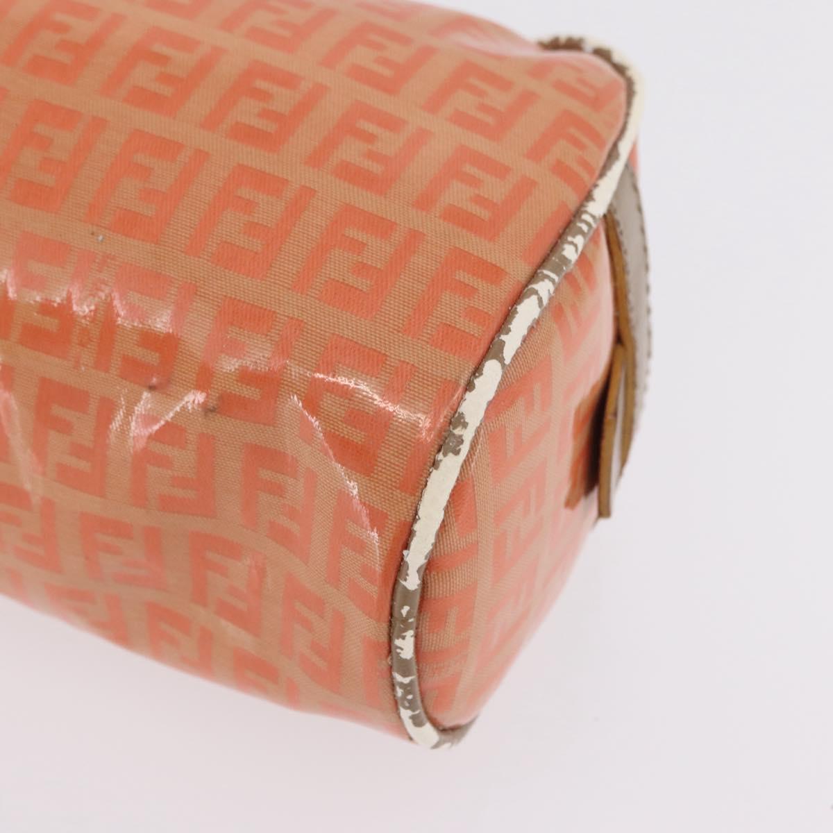 FENDI Zucchino Canvas Hand Bag Coated Canvas Orange Gold Auth 209422