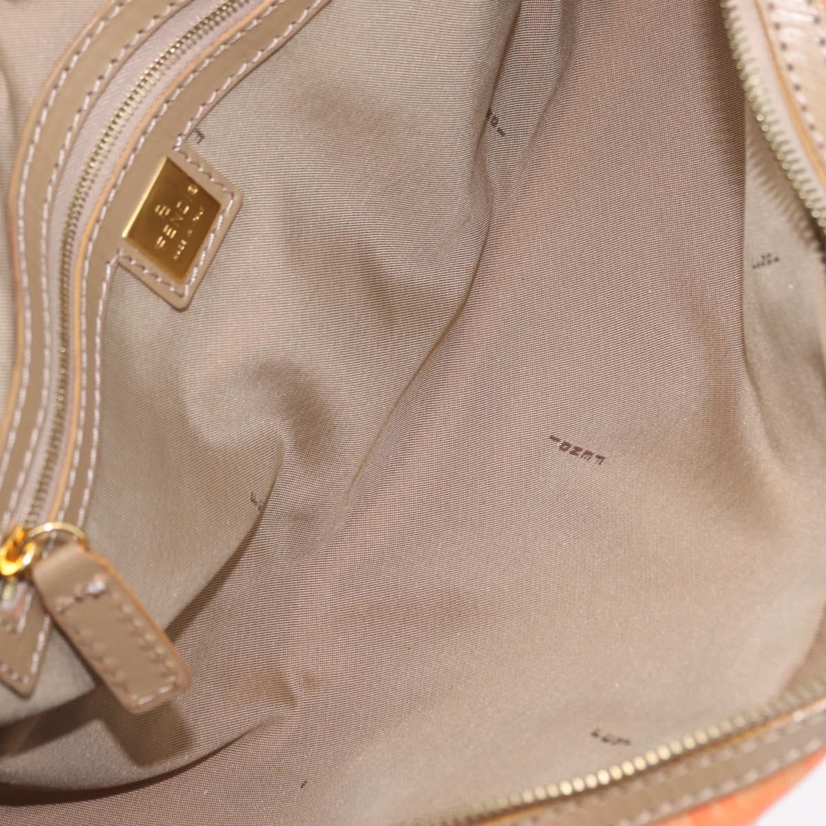 FENDI Zucchino Canvas Hand Bag Coated Canvas Orange Gold Auth 209422