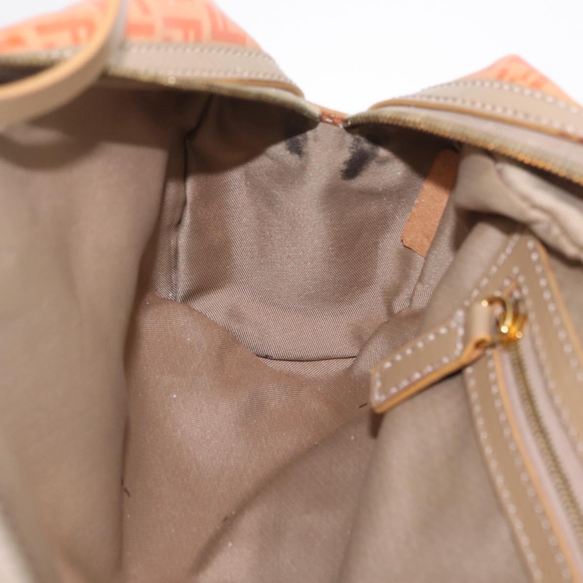 FENDI Zucchino Canvas Hand Bag Coated Canvas Orange Gold Auth 209422