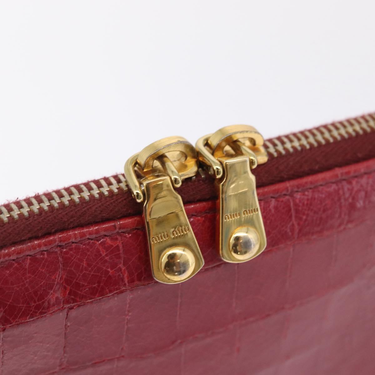 Miu Miu Clutch Bag Leather Pink Gold Auth 209426V