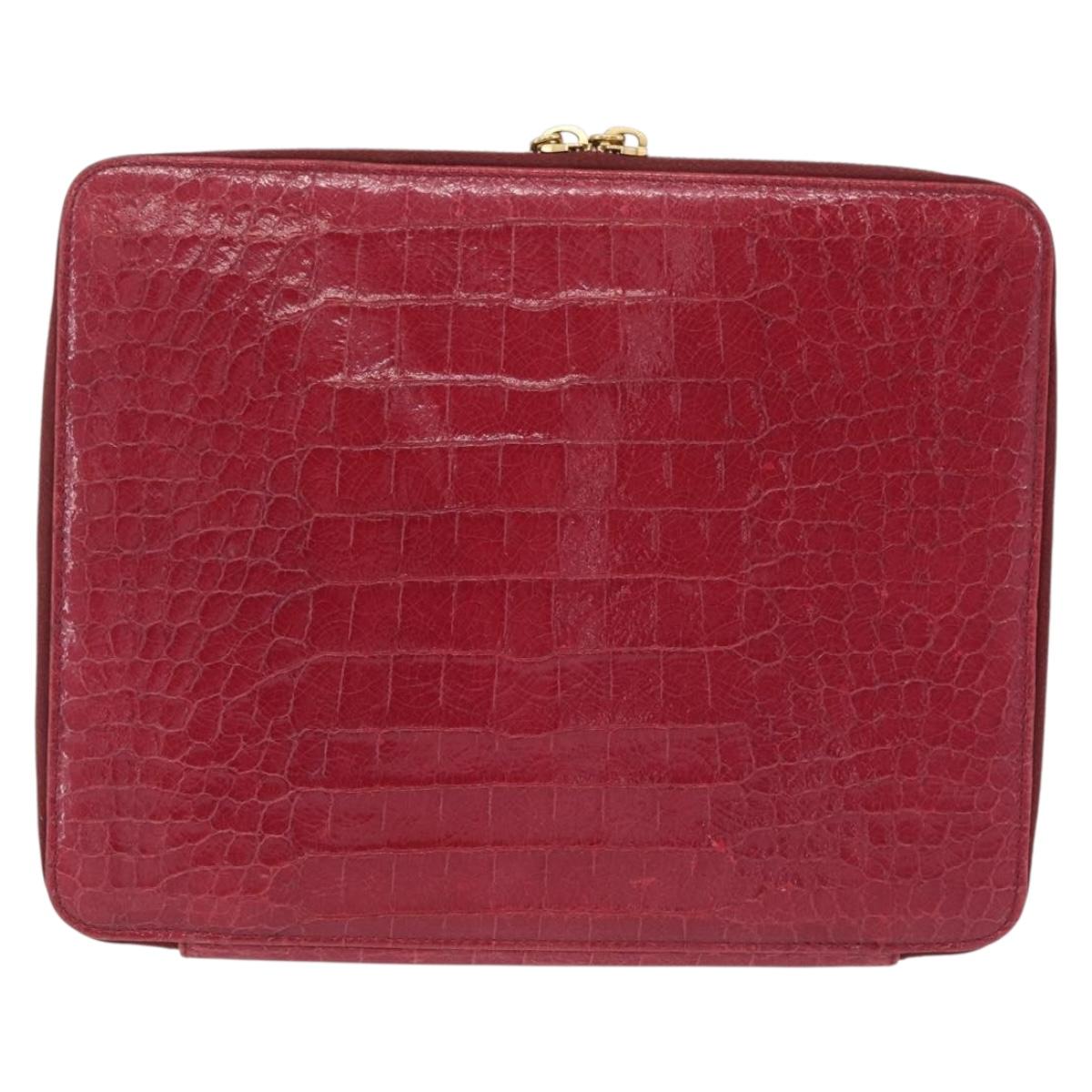 Miu Miu Clutch Bag Leather Pink Gold Auth 209426V