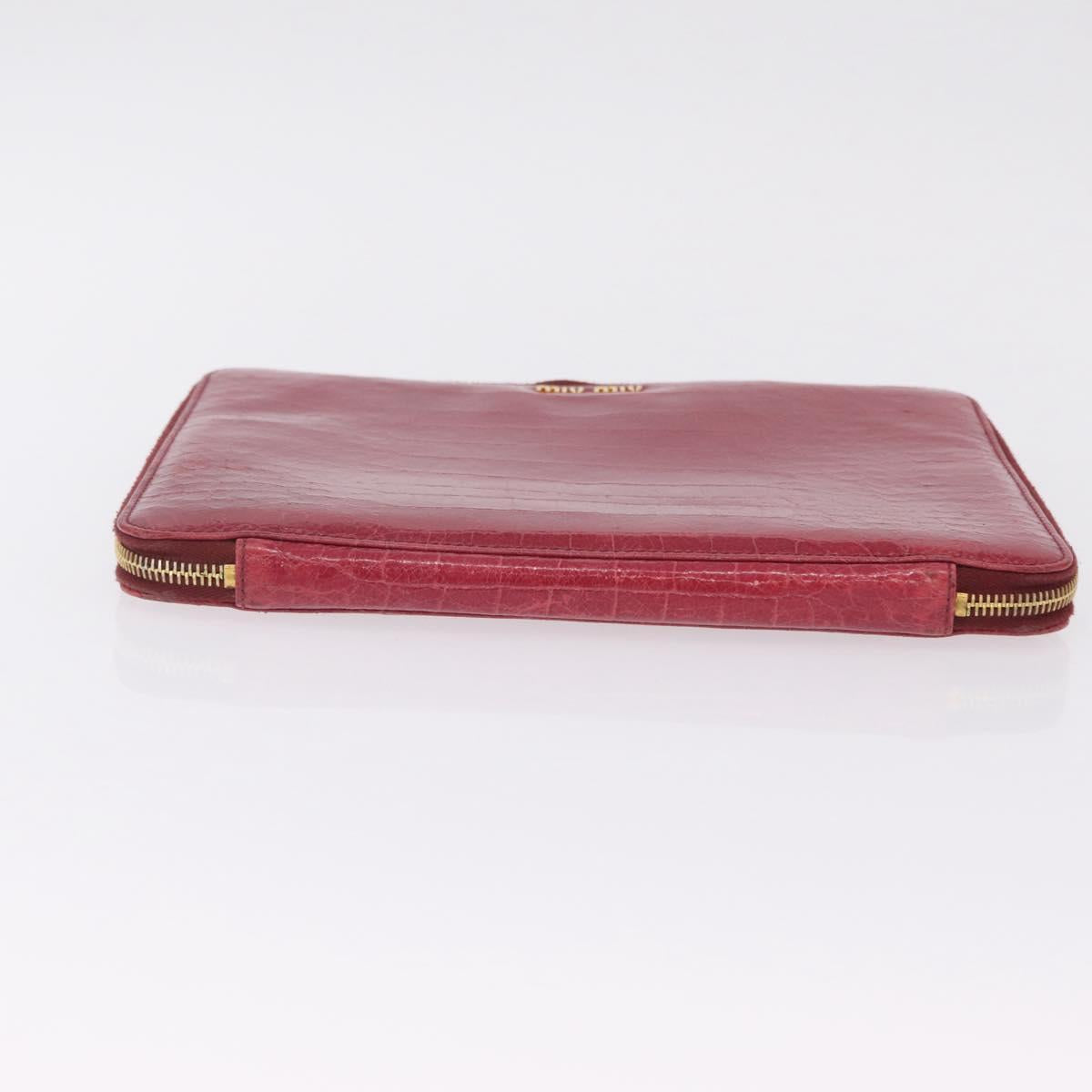 Miu Miu Clutch Bag Leather Pink Gold Auth 209426V