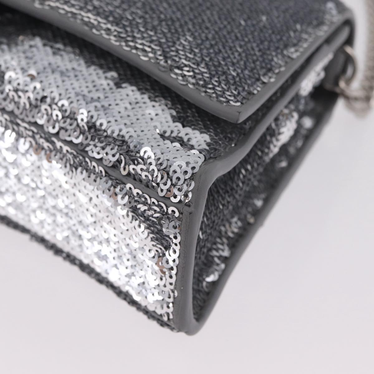Balenciaga Hourglass Chain Bag Leather Sequins Silver 720349 Auth 209427M