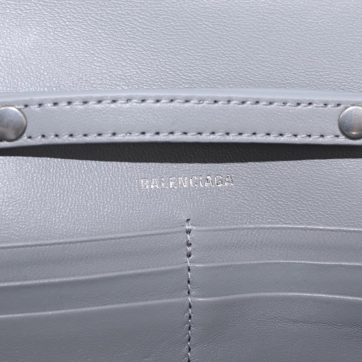 Balenciaga Hourglass Chain Bag Leather Sequins Silver 720349 Auth 209427M