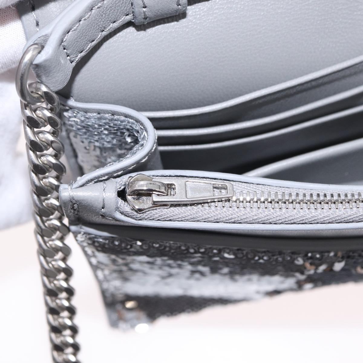 Balenciaga Hourglass Chain Bag Leather Sequins Silver 720349 Auth 209427M
