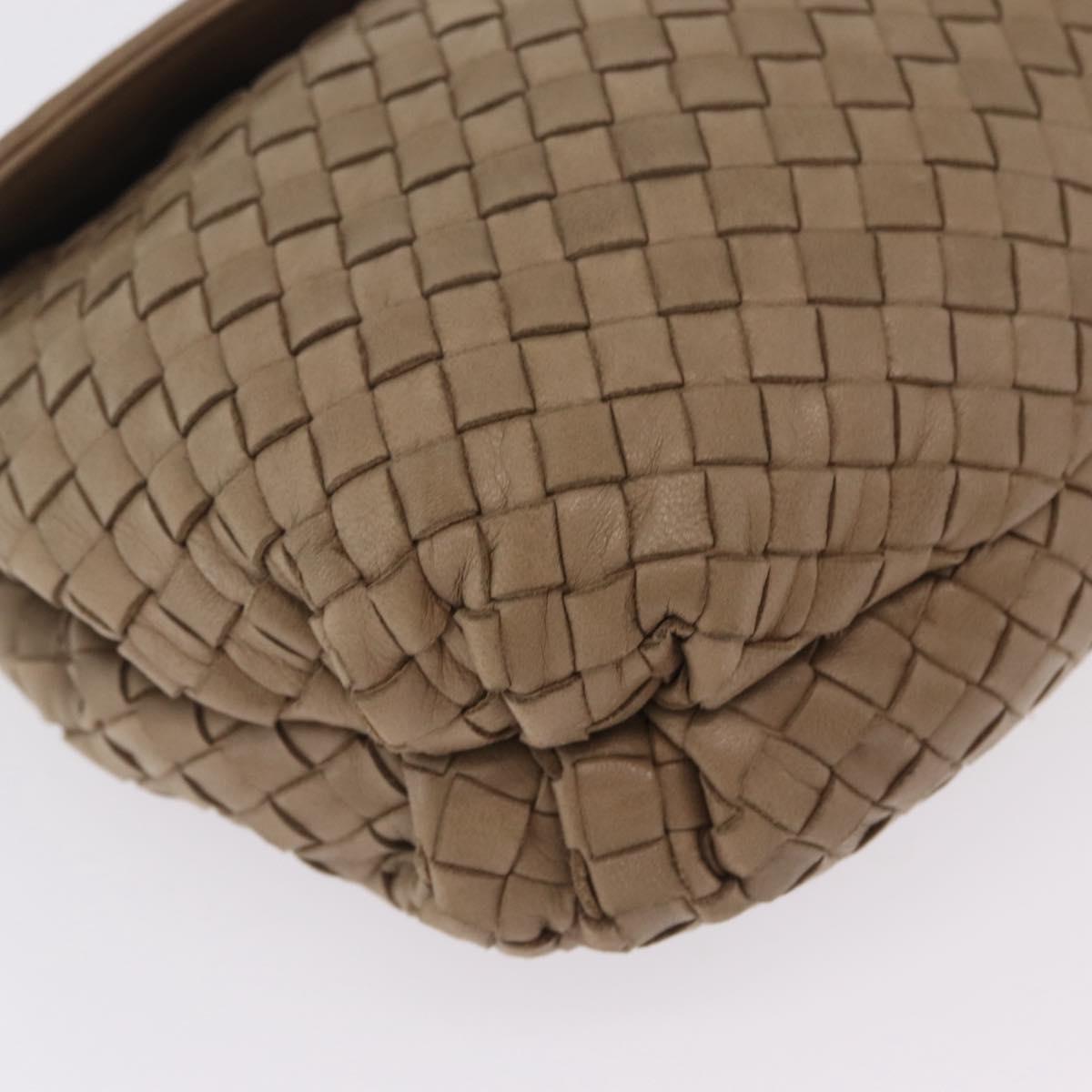 Bottega Veneta INTRECCIATO Shoulder Bag Leather Beige Gold Auth 209433A