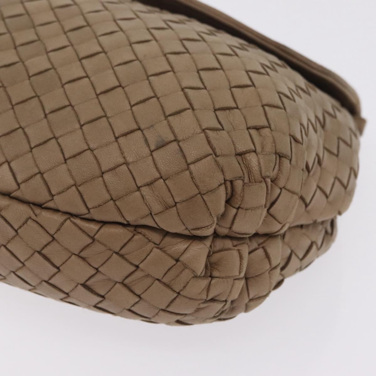 Bottega Veneta INTRECCIATO Shoulder Bag Leather Beige Gold Auth 209433A
