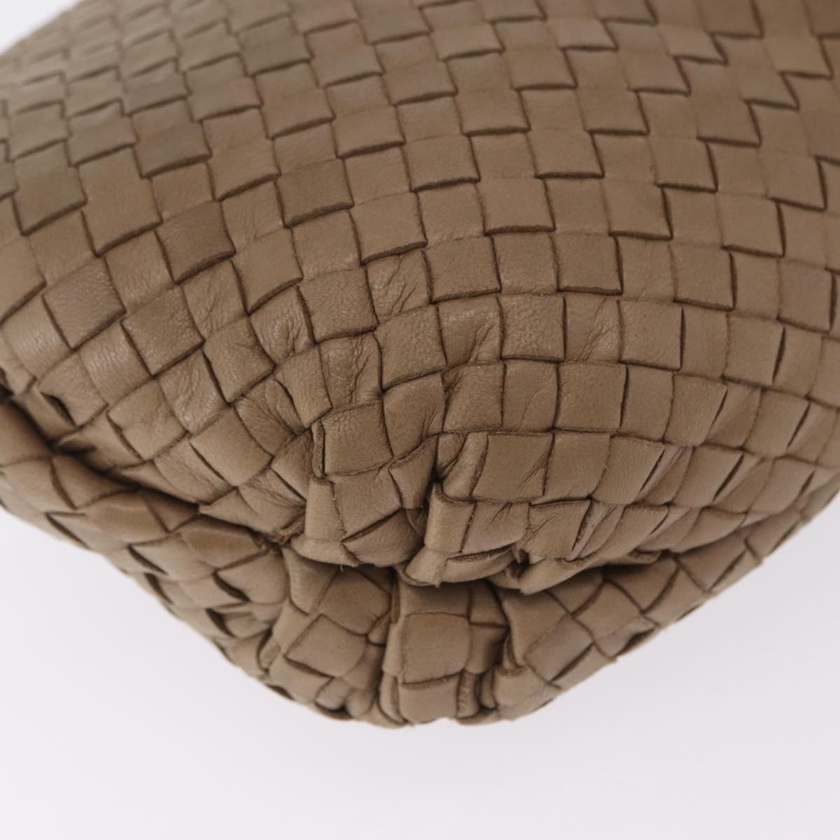 Bottega Veneta INTRECCIATO Shoulder Bag Leather Beige Gold Auth 209433A