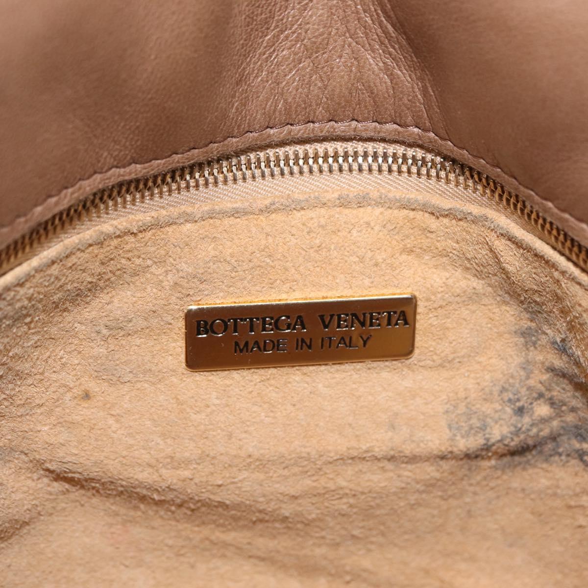 Bottega Veneta INTRECCIATO Shoulder Bag Leather Beige Gold Auth 209433A