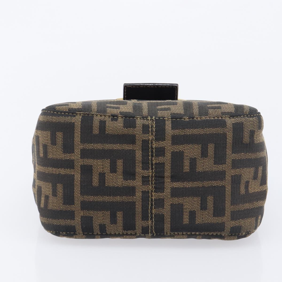FENDI Zucca Canvas Mamma Baguette Hand Bag Black Brown Auth 209437V