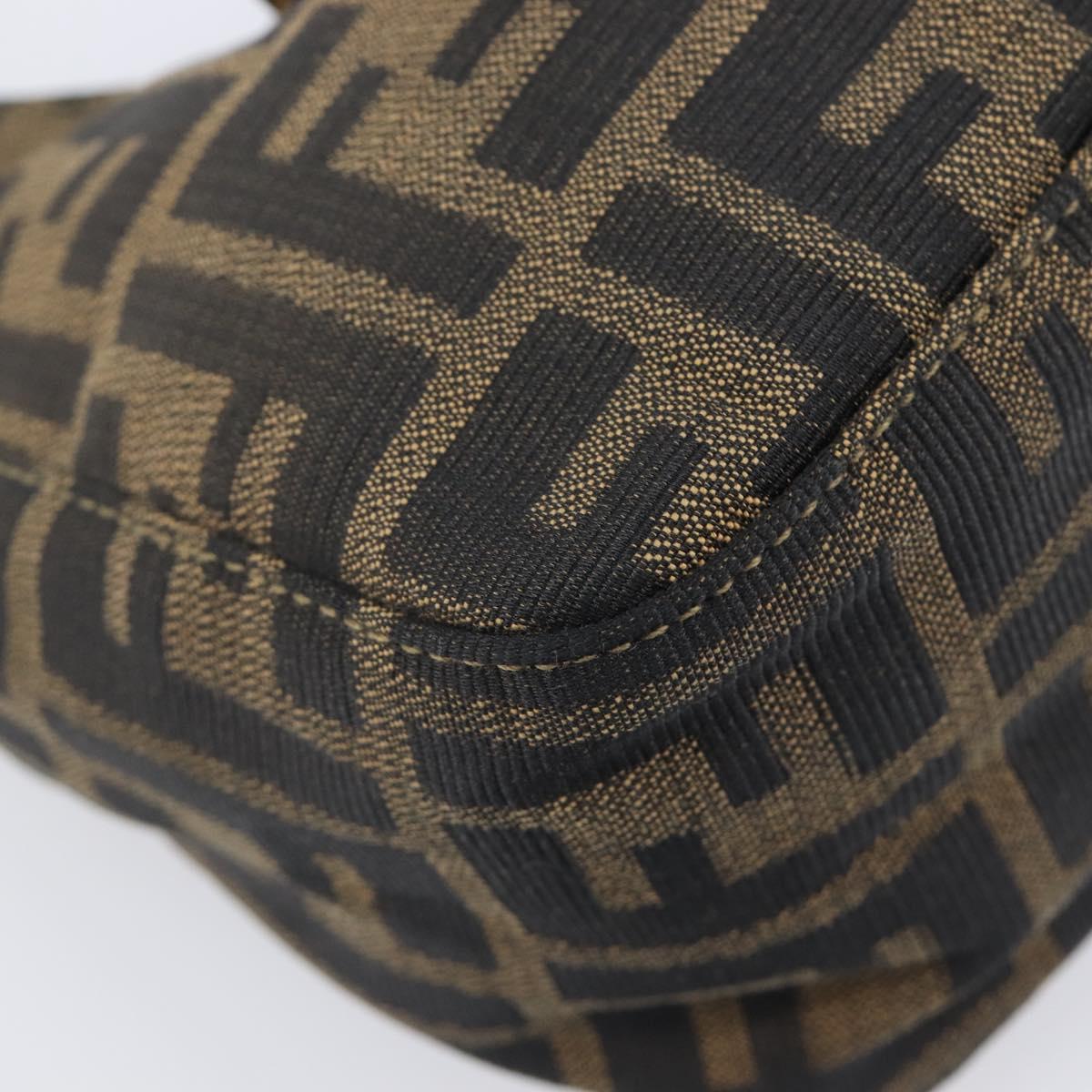 FENDI Zucca Canvas Mamma Baguette Hand Bag Black Brown Auth 209437V