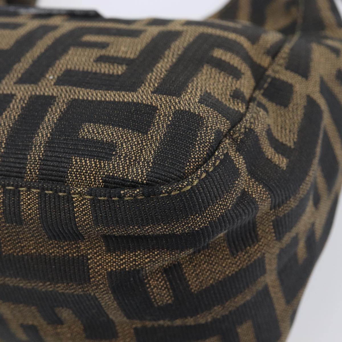 FENDI Zucca Canvas Mamma Baguette Hand Bag Black Brown Auth 209437V