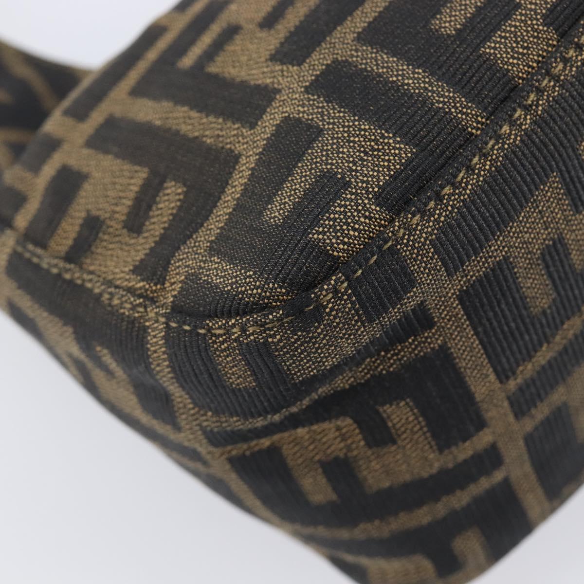 FENDI Zucca Canvas Mamma Baguette Hand Bag Black Brown Auth 209437V