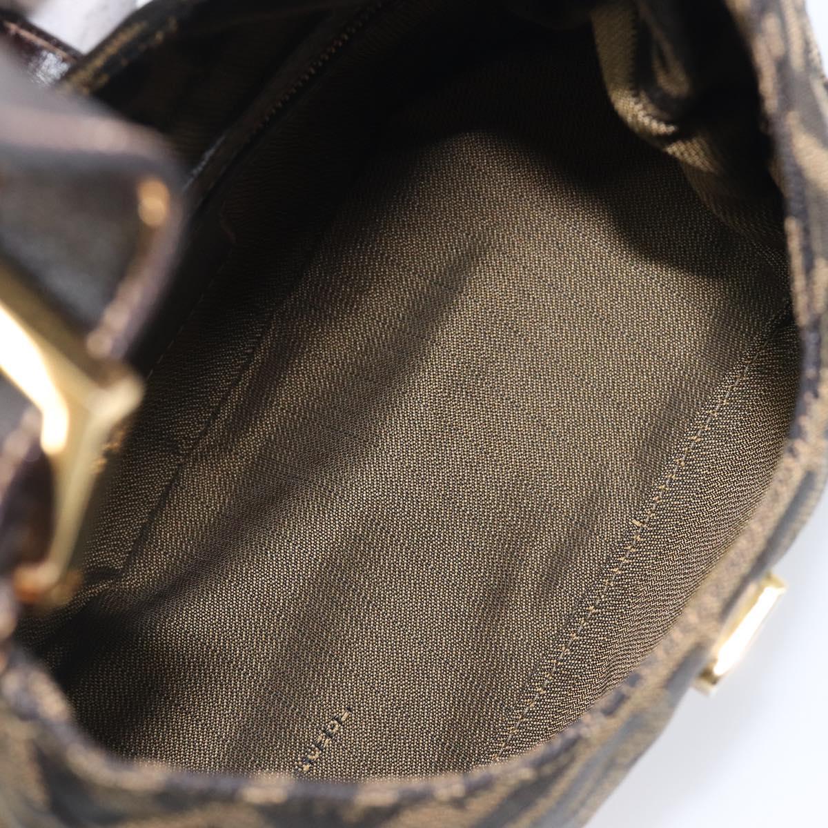 FENDI Zucca Canvas Mamma Baguette Hand Bag Black Brown Auth 209437V