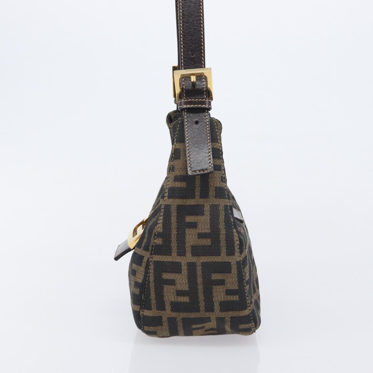 FENDI Zucca Canvas Mamma Baguette Hand Bag Black Brown Auth 209437V