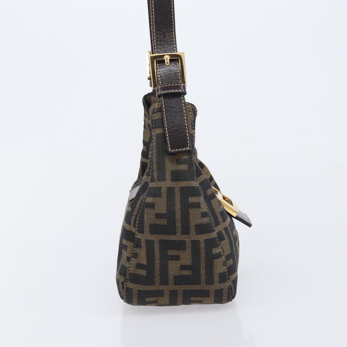 FENDI Zucca Canvas Mamma Baguette Hand Bag Black Brown Auth 209437V