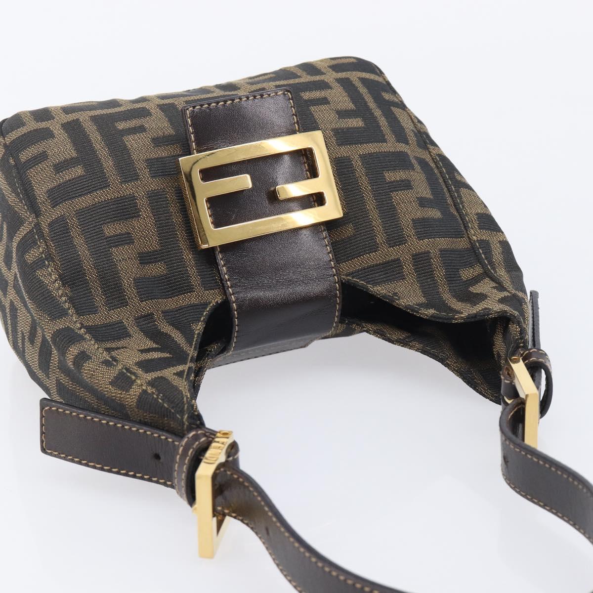 FENDI Zucca Canvas Mamma Baguette Hand Bag Black Brown Auth 209437V