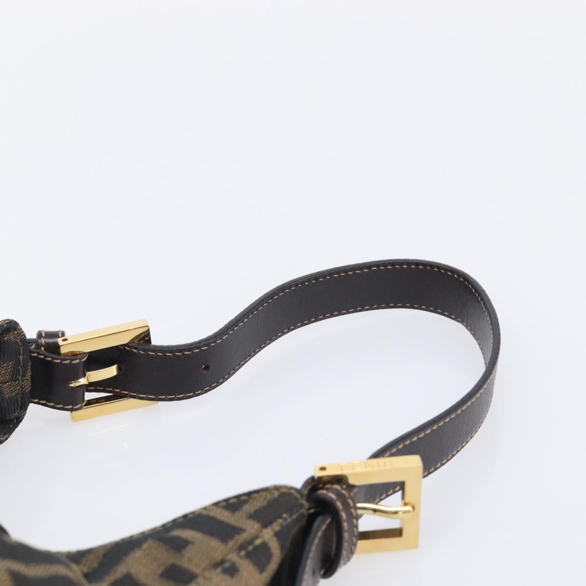 FENDI Zucca Canvas Mamma Baguette Hand Bag Black Brown Auth 209437V