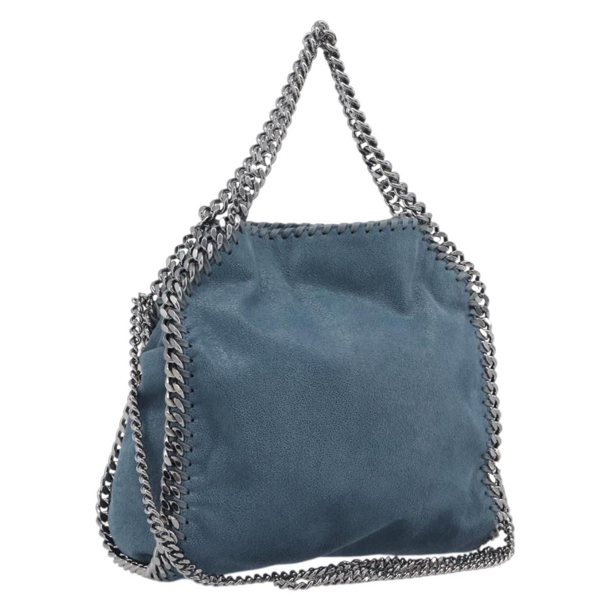 Stella McCartney Chain Falabella Shoulder Bag Polyester Blue Silver Auth 209439V