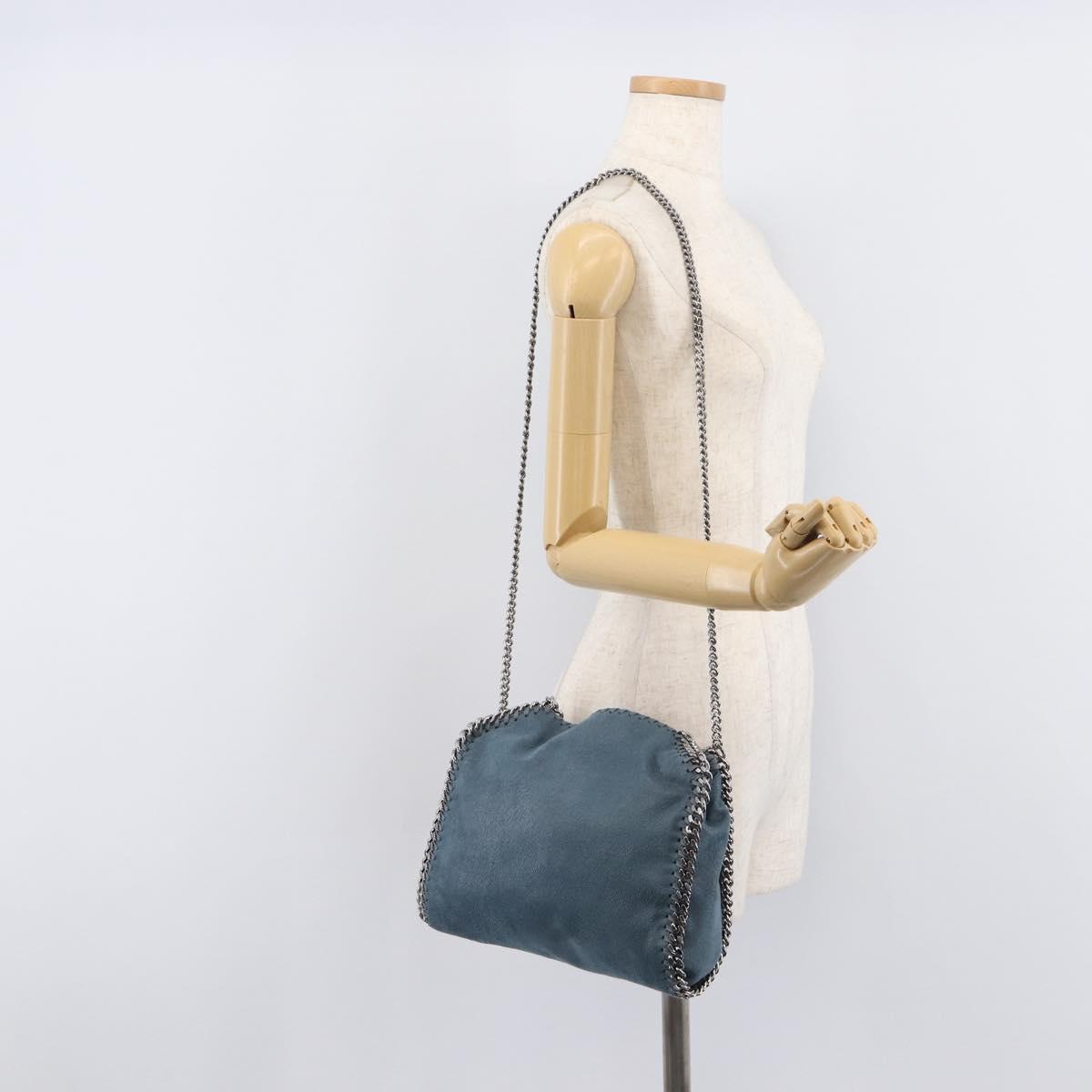 Stella McCartney Chain Falabella Shoulder Bag Polyester Blue Silver Auth 209439V