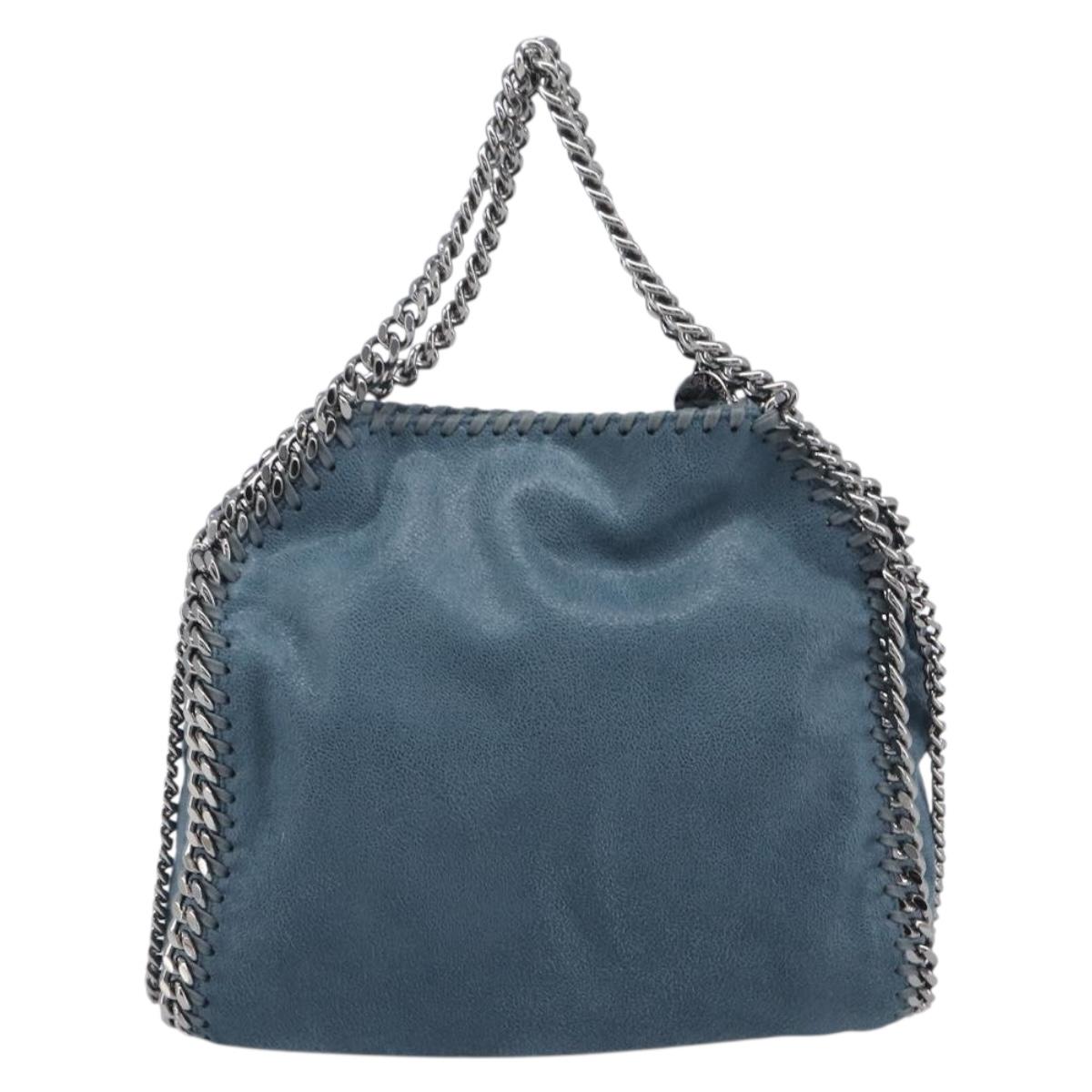 Stella McCartney Chain Falabella Shoulder Bag Polyester Blue Silver Auth 209439V