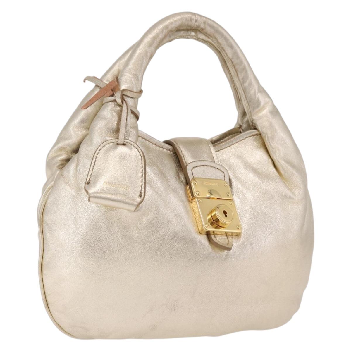 Miu Miu Hand Bag Leather Gold Auth 209441V