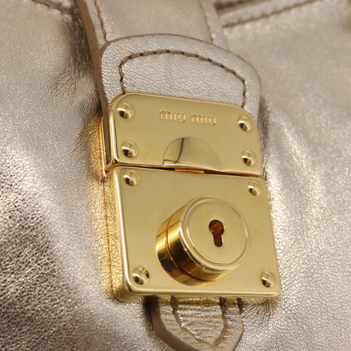 Miu Miu Hand Bag Leather Gold Auth 209441V