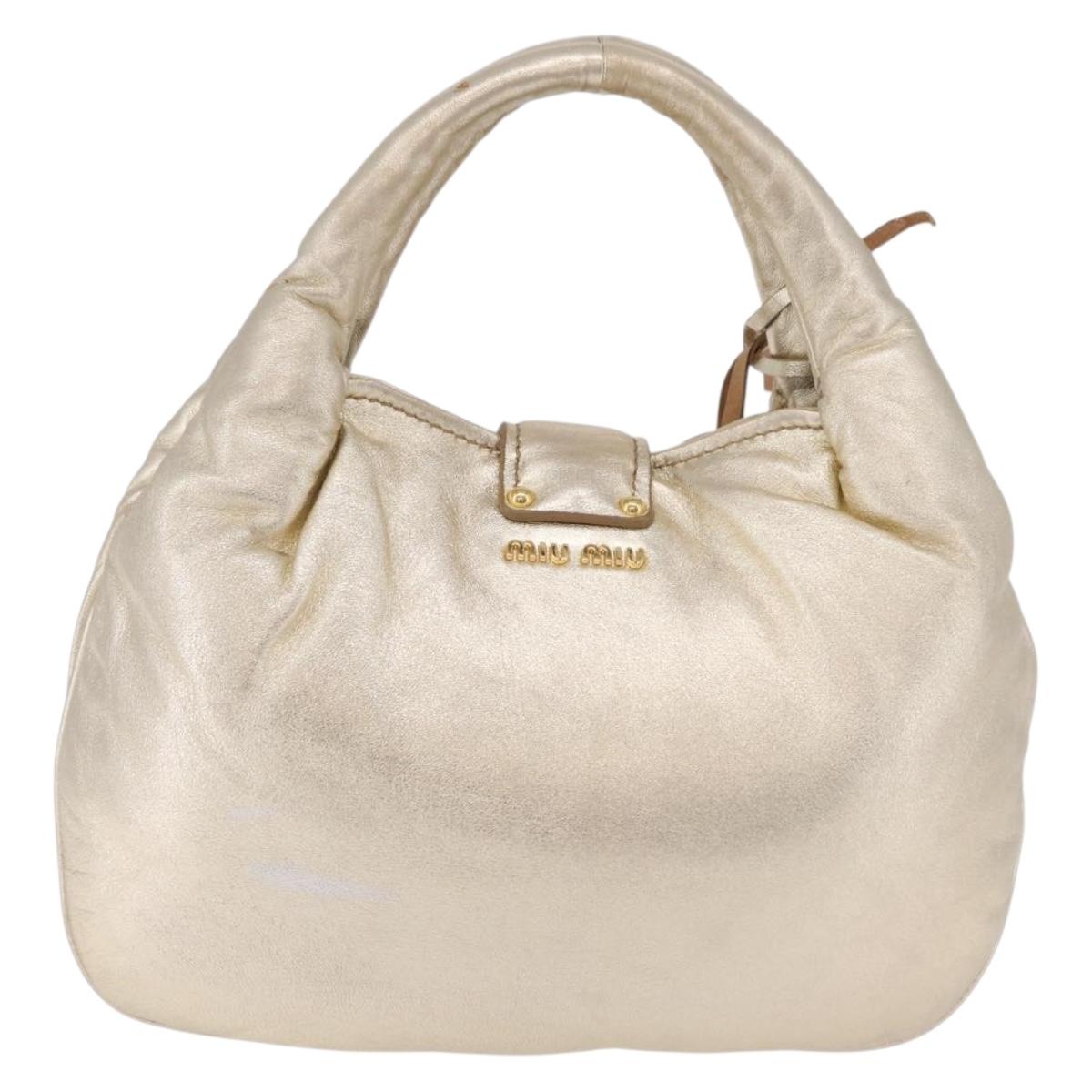 Miu Miu Hand Bag Leather Gold Auth 209441V