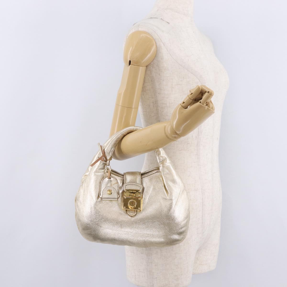 Miu Miu Hand Bag Leather Gold Auth 209441V