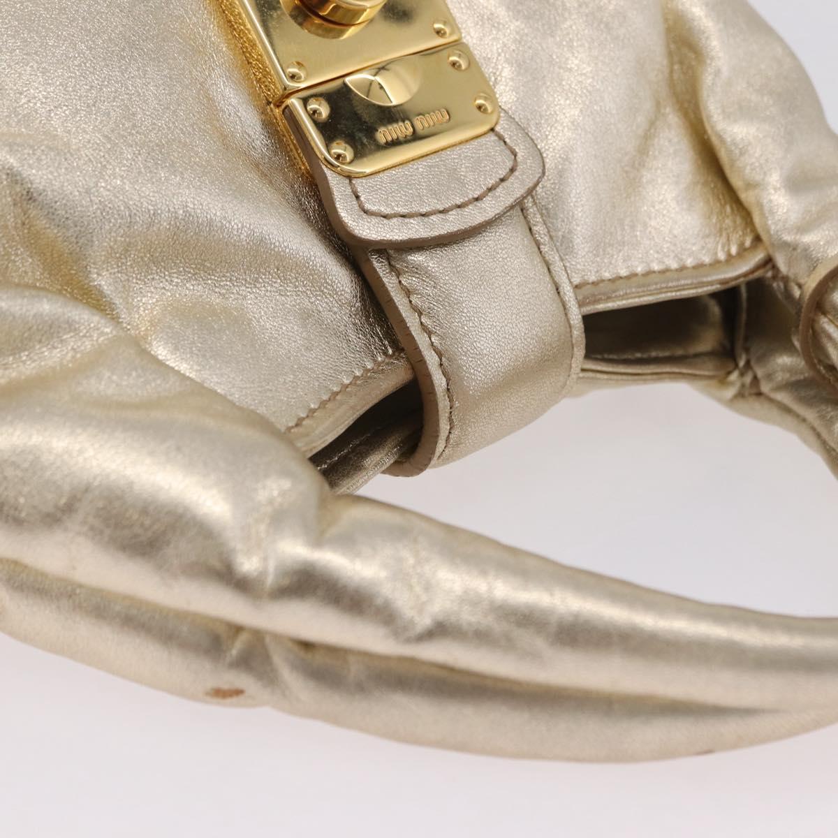 Miu Miu Hand Bag Leather Gold Auth 209441V