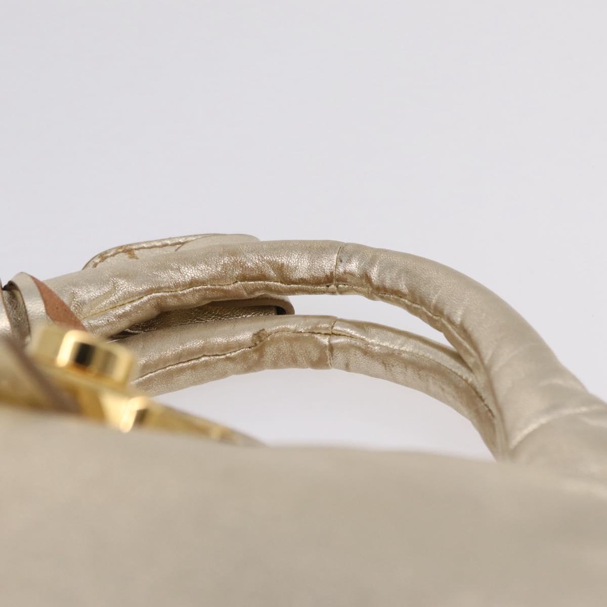 Miu Miu Hand Bag Leather Gold Auth 209441V