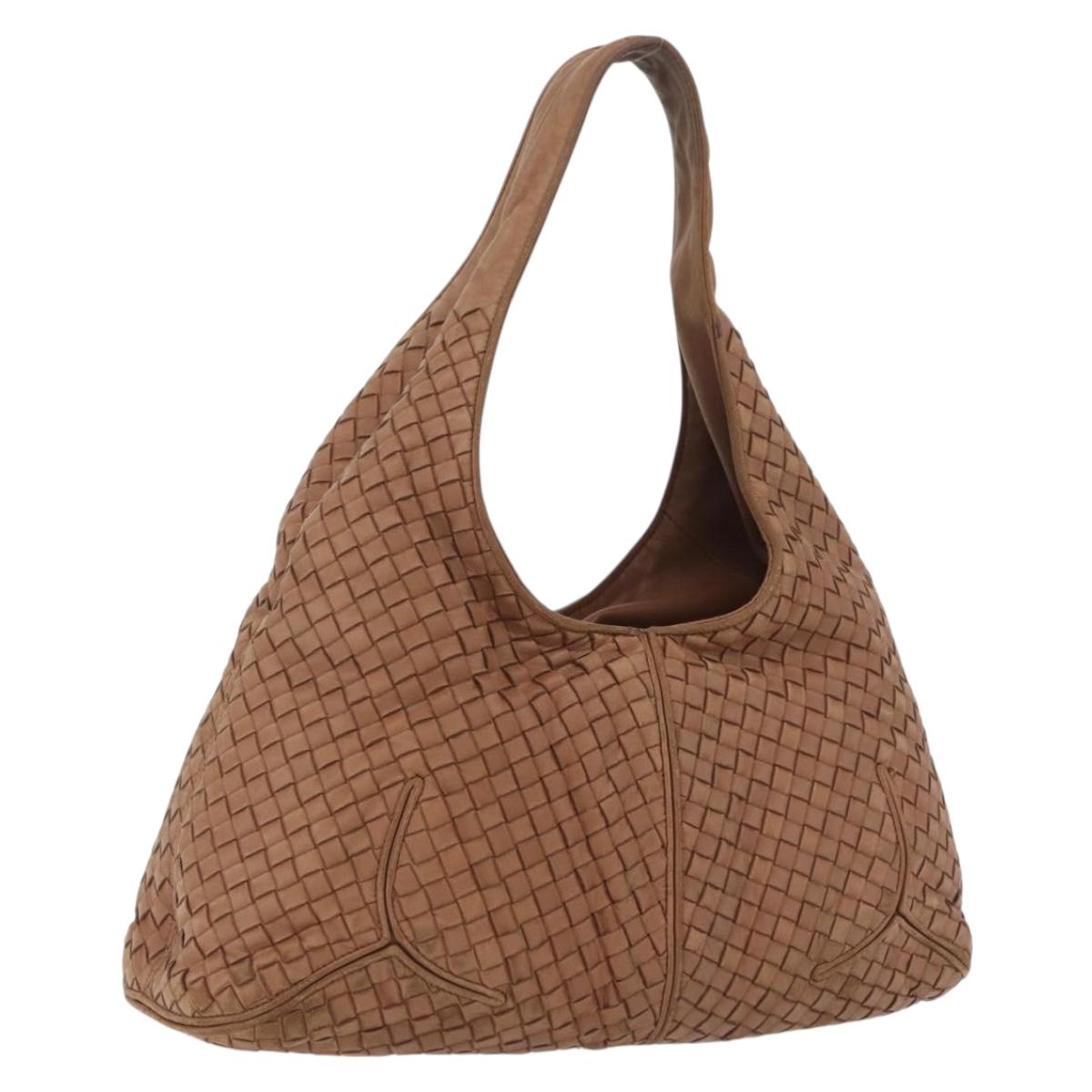 Bottega Veneta INTRECCIATO Shoulder Bag Leather Brown 145552 Auth 209447A