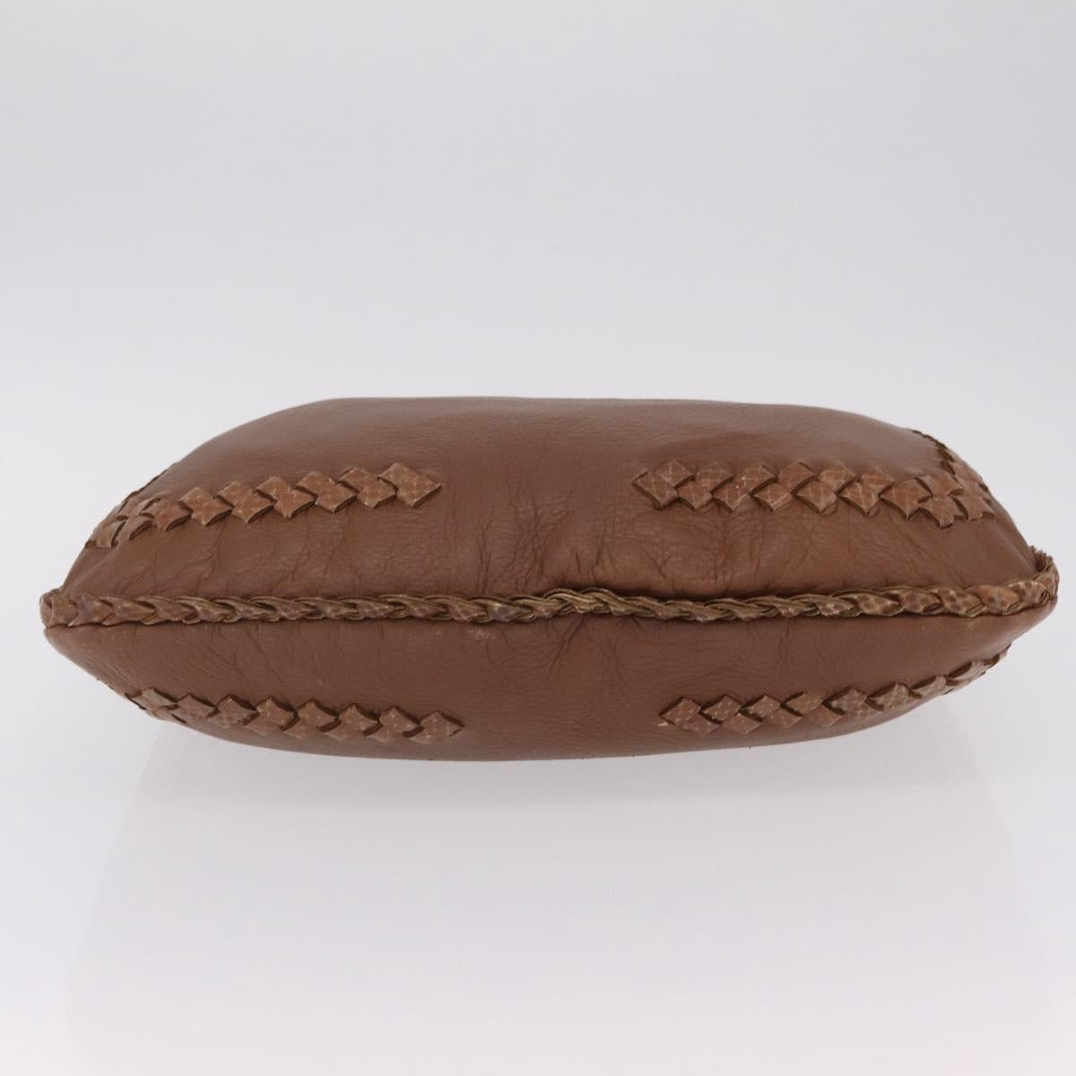 BOTTEGA VENETA Hand Bag Leather Brown Gold Auth 209448V