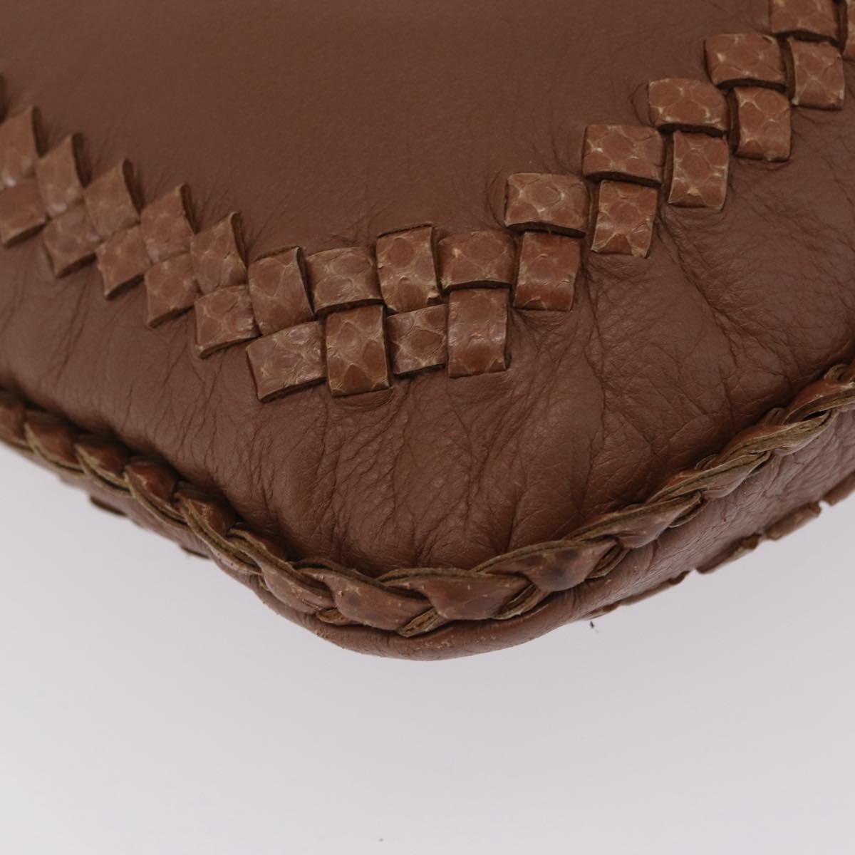 BOTTEGA VENETA Hand Bag Leather Brown Gold Auth 209448V