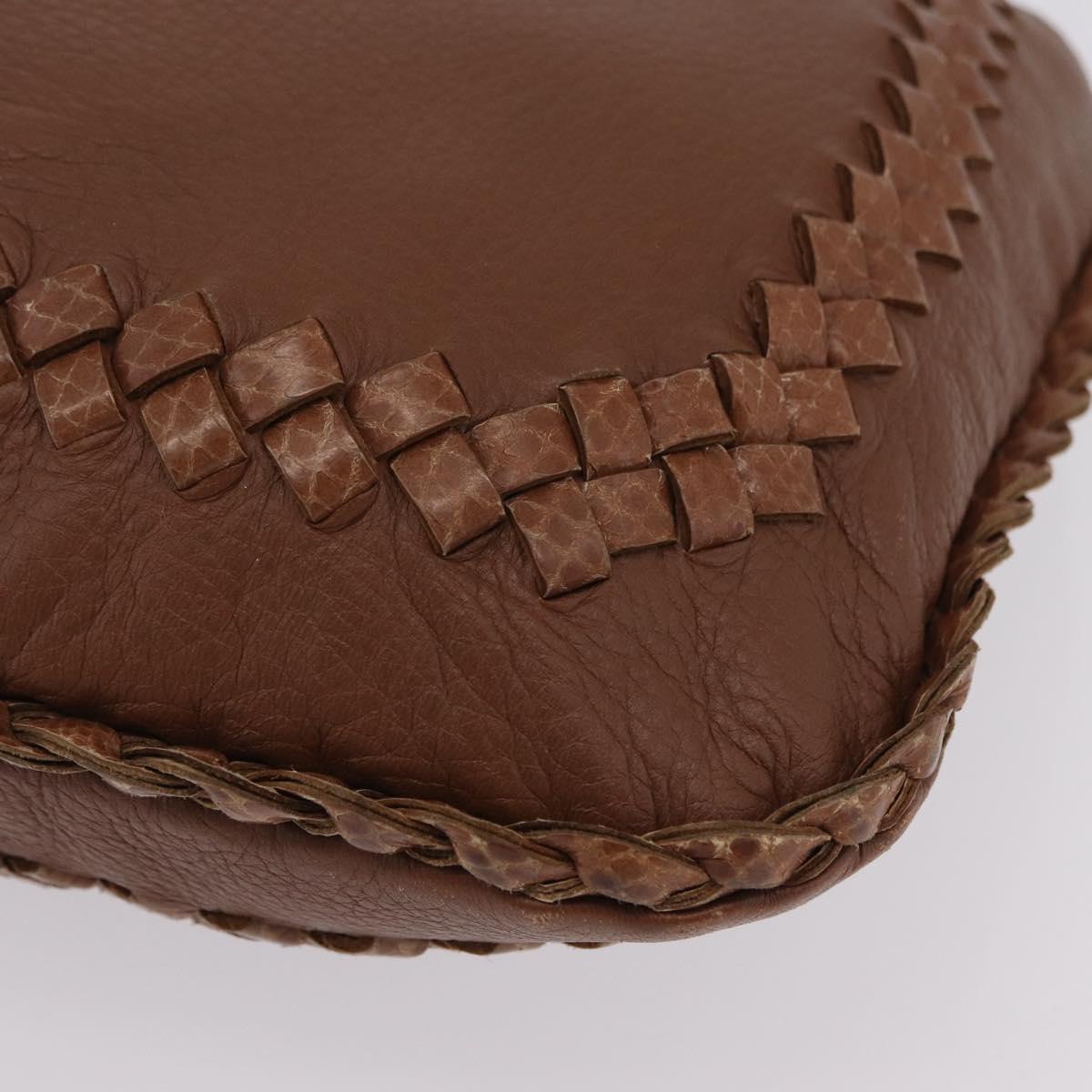 BOTTEGA VENETA Hand Bag Leather Brown Gold Auth 209448V