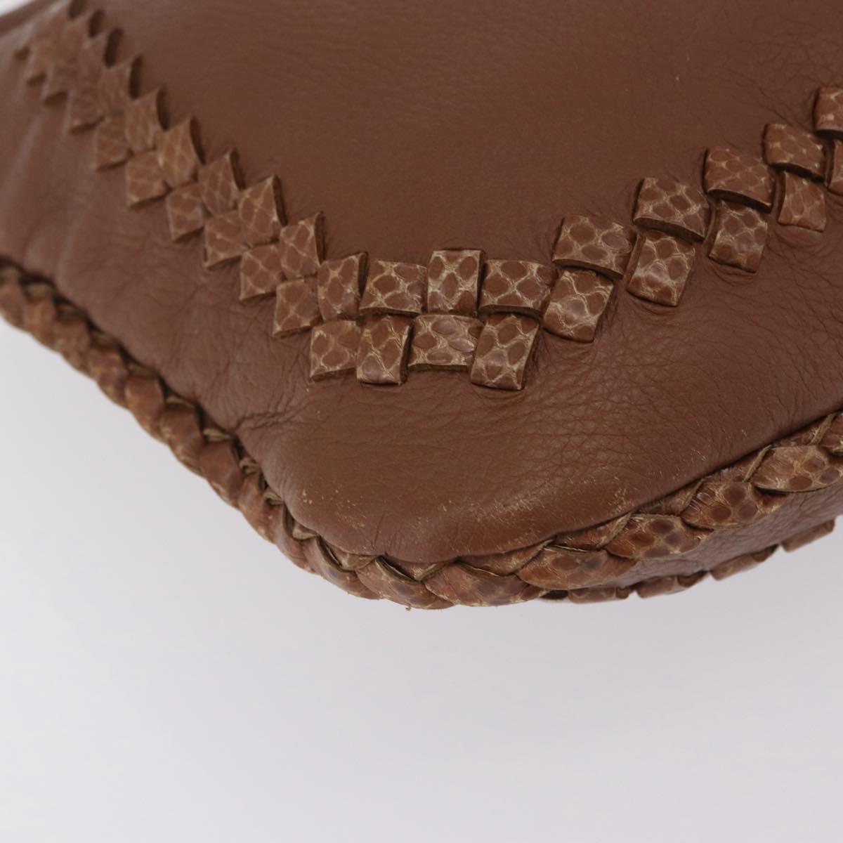BOTTEGA VENETA Hand Bag Leather Brown Gold Auth 209448V