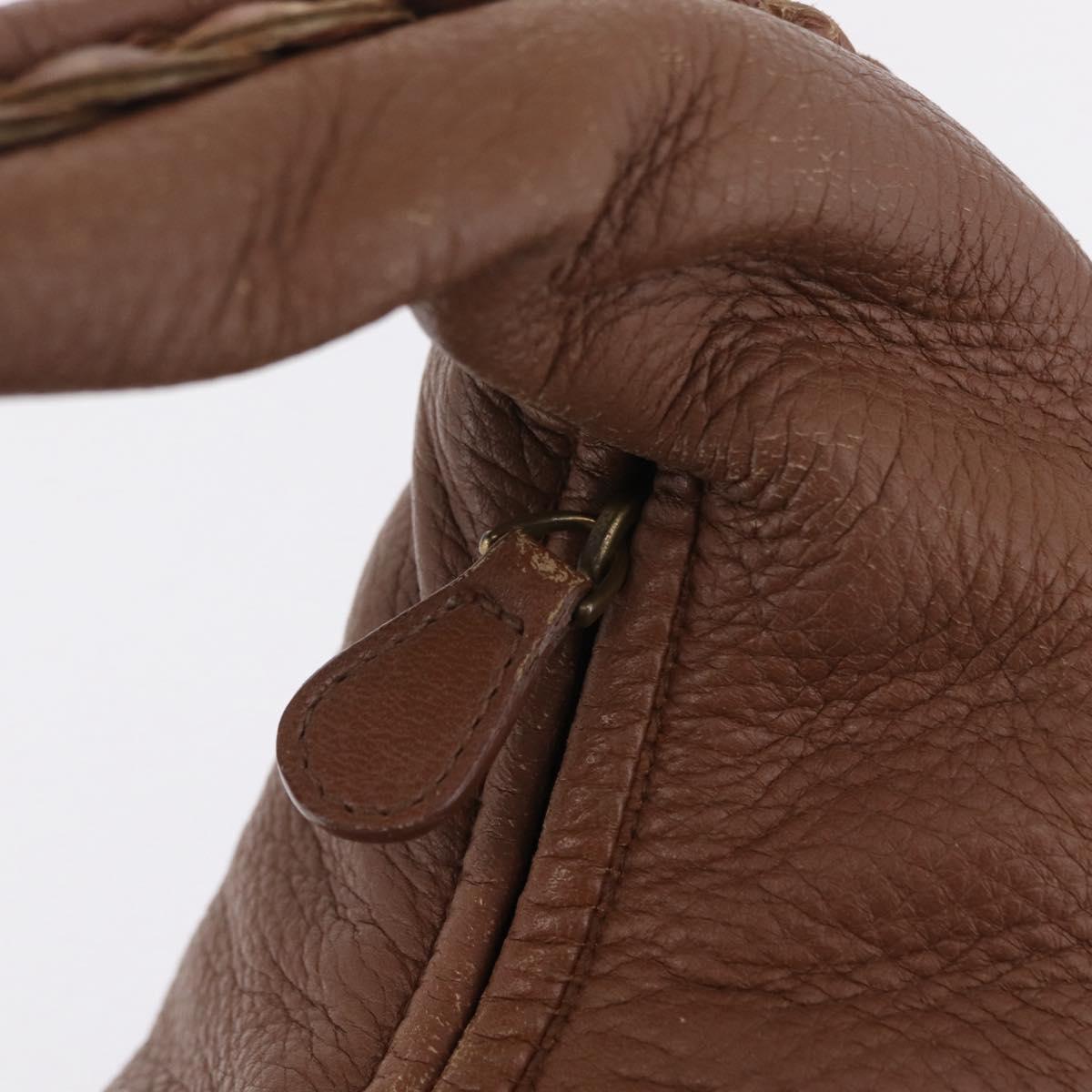 BOTTEGA VENETA Hand Bag Leather Brown Gold Auth 209448V