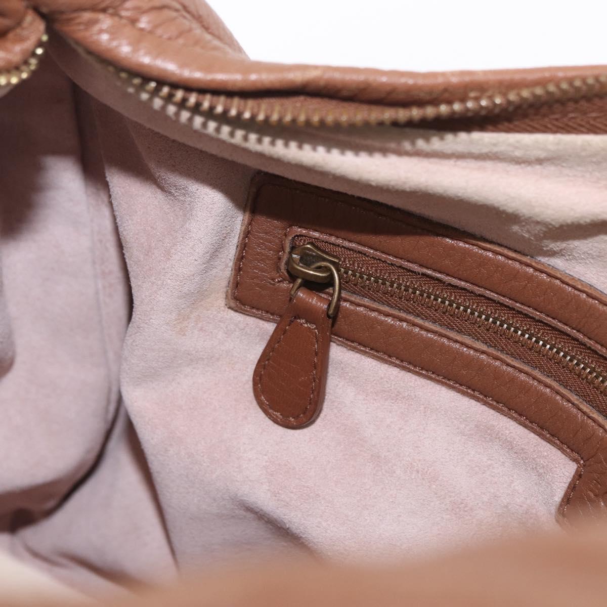 BOTTEGA VENETA Hand Bag Leather Brown Gold Auth 209448V