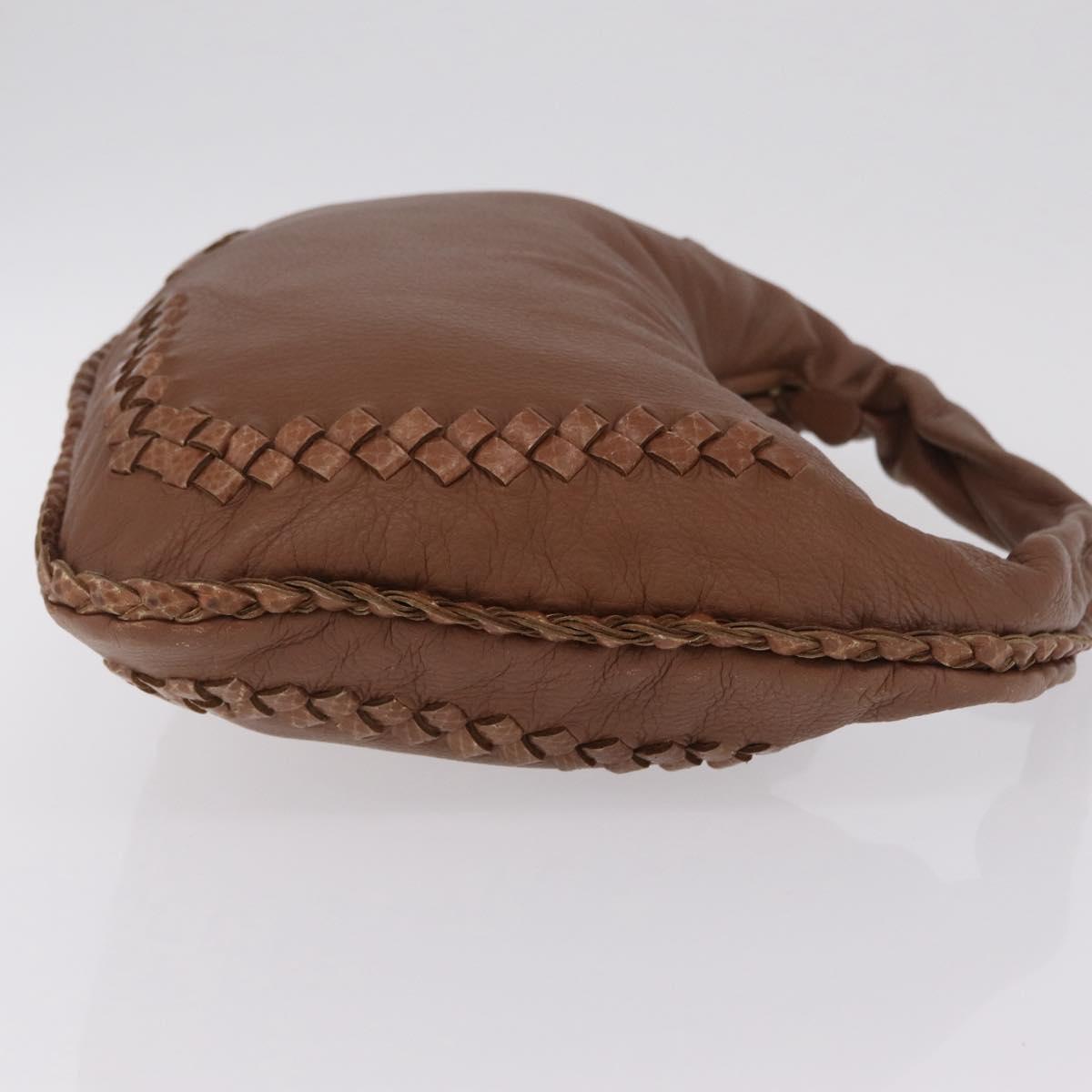 BOTTEGA VENETA Hand Bag Leather Brown Gold Auth 209448V