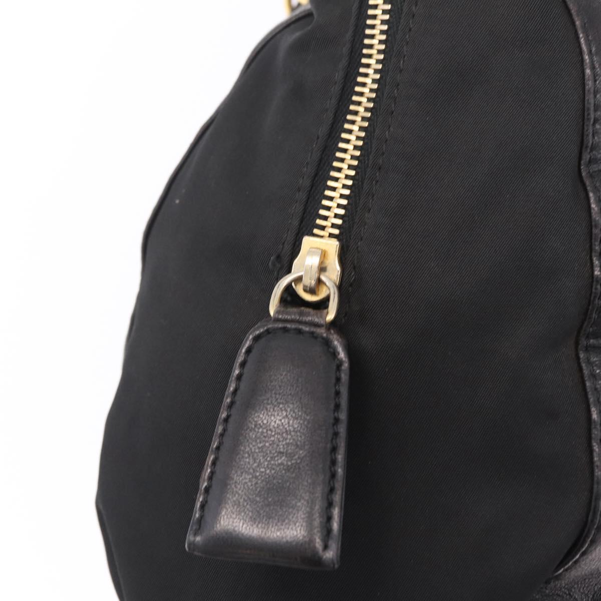 PRADA Chain Shoulder Bag Leather Black Gold Auth 209449V