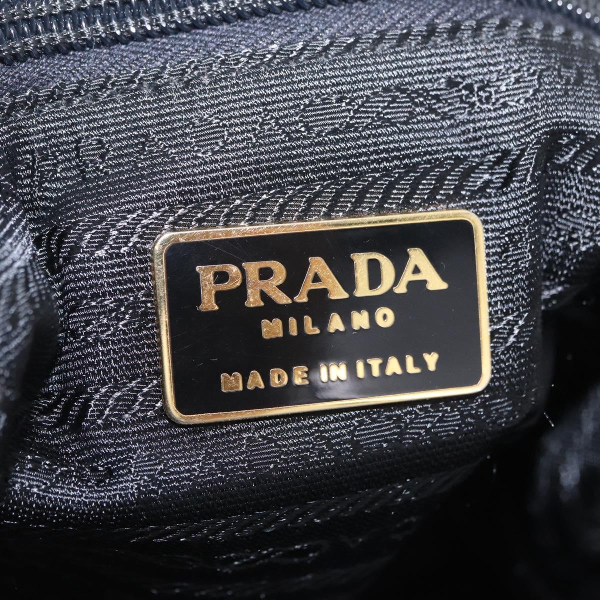 PRADA Chain Shoulder Bag Leather Black Gold Auth 209449V