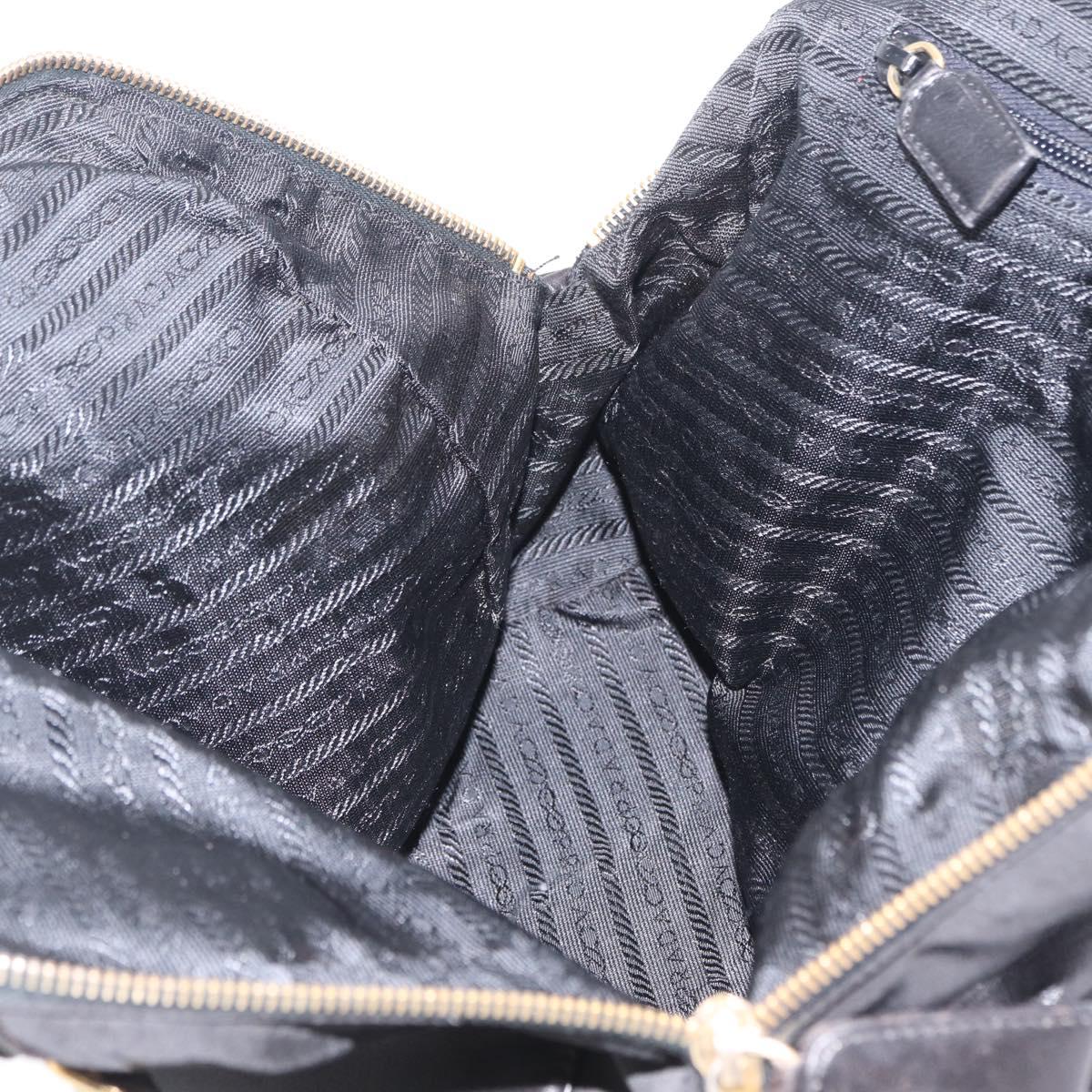 PRADA Chain Shoulder Bag Leather Black Gold Auth 209449V