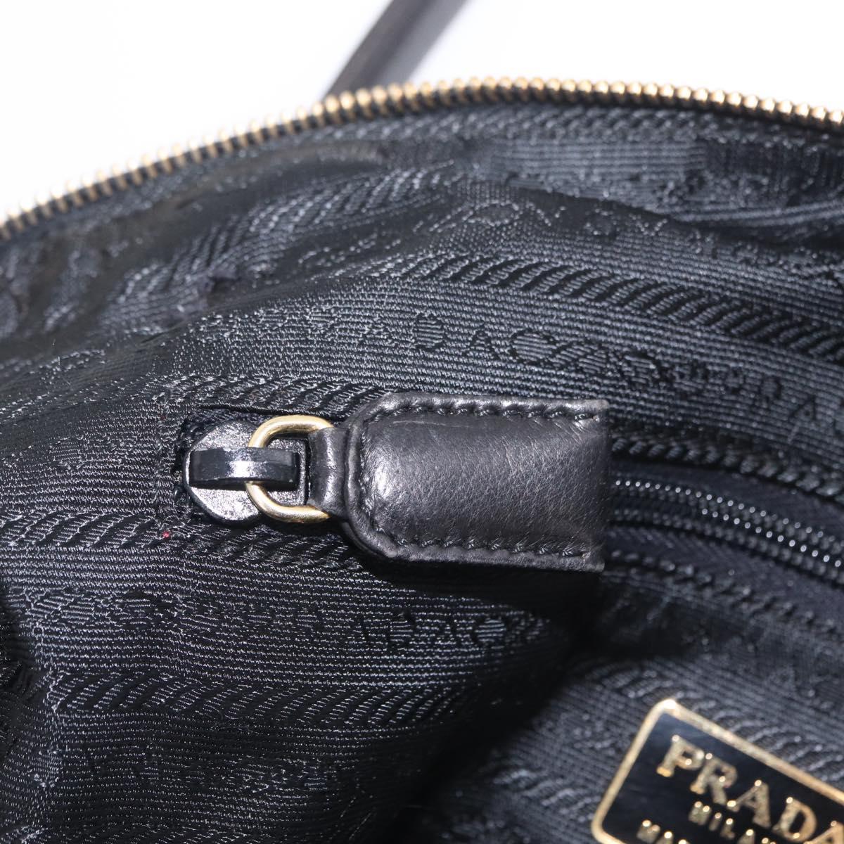 PRADA Chain Shoulder Bag Leather Black Gold Auth 209449V