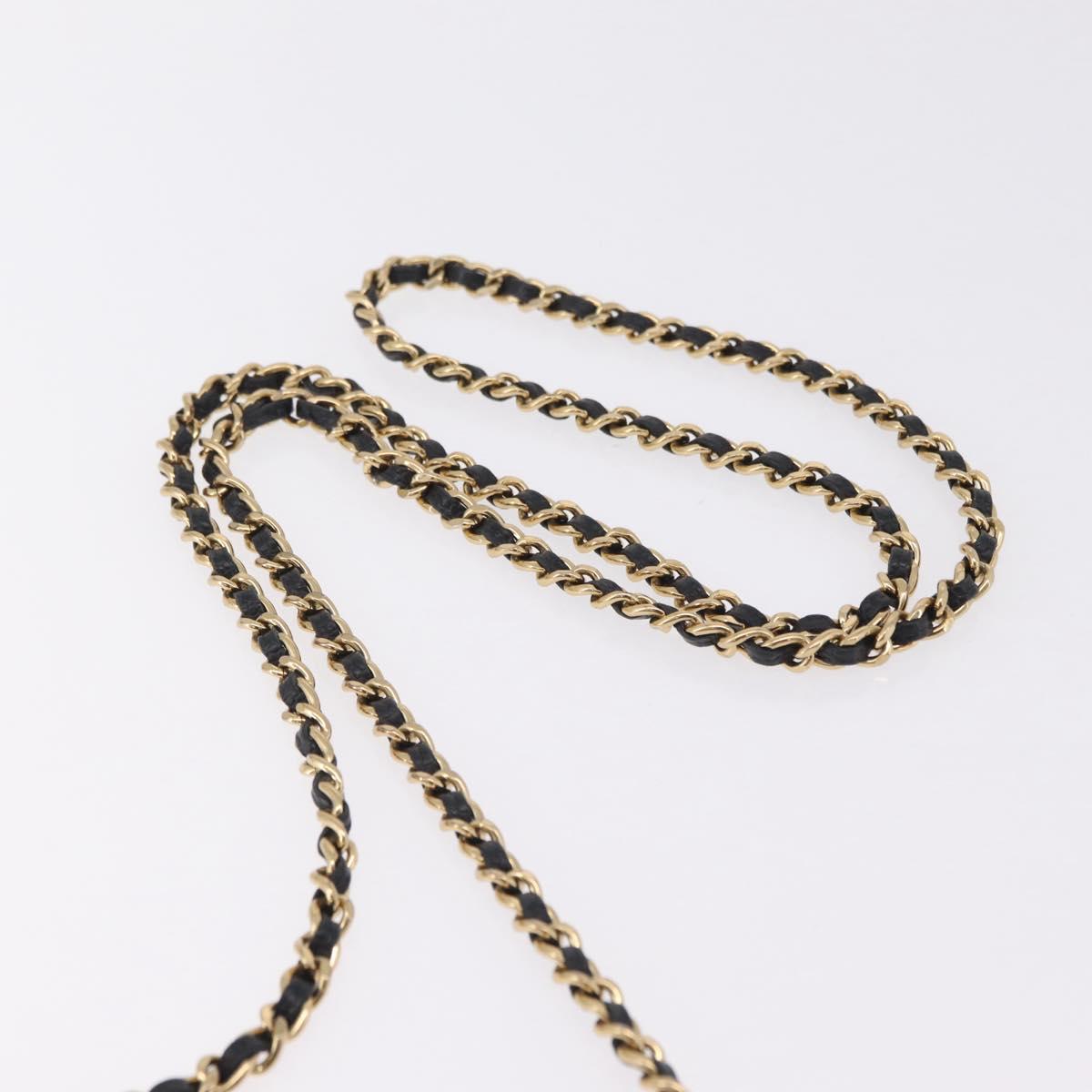 CHANEL Matelasse Chain Shoulder Wallet Caviar Skin Black Gold CC Auth 209451M