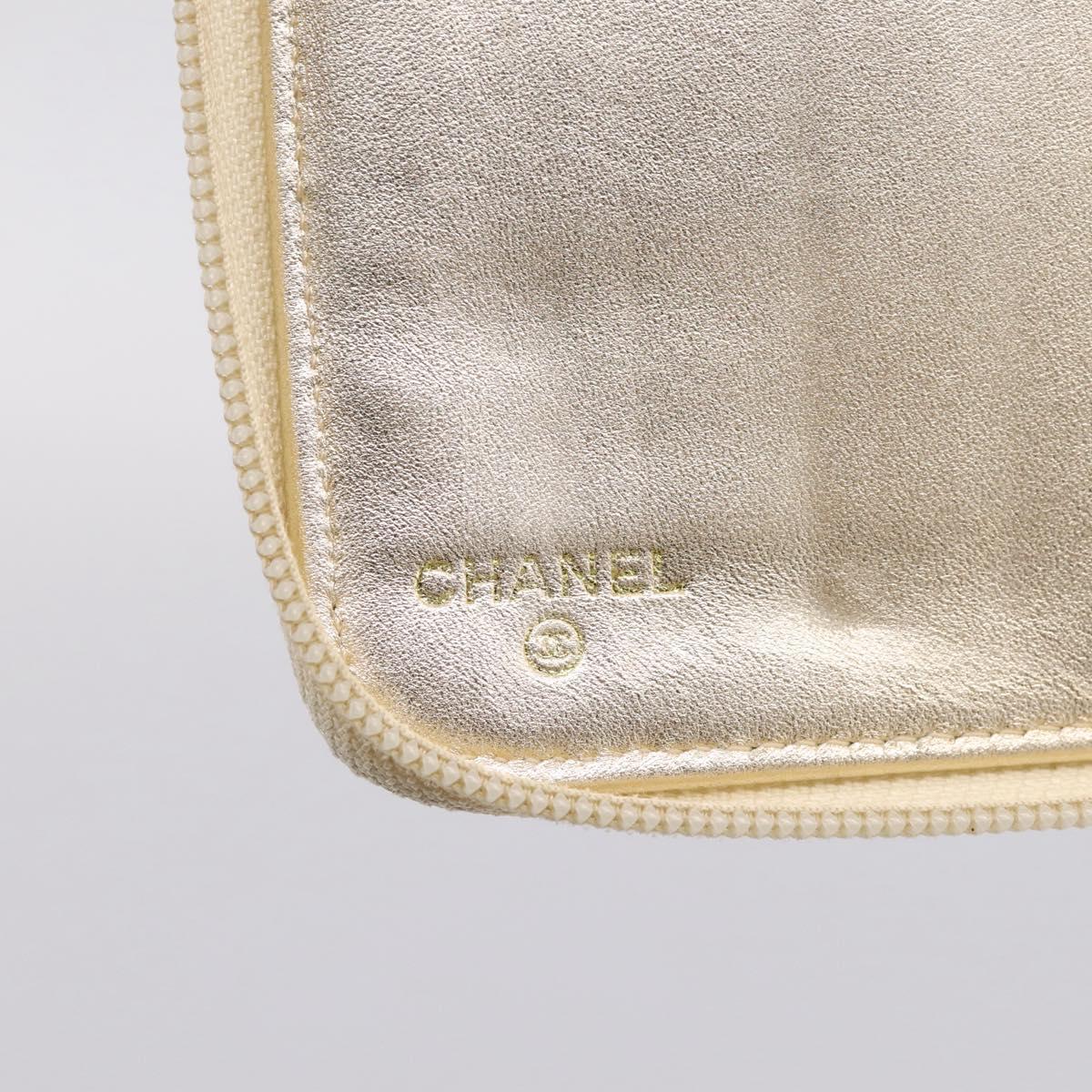 CHANEL Icon line Long Wallet Patent leather Gold CC Auth 209452V