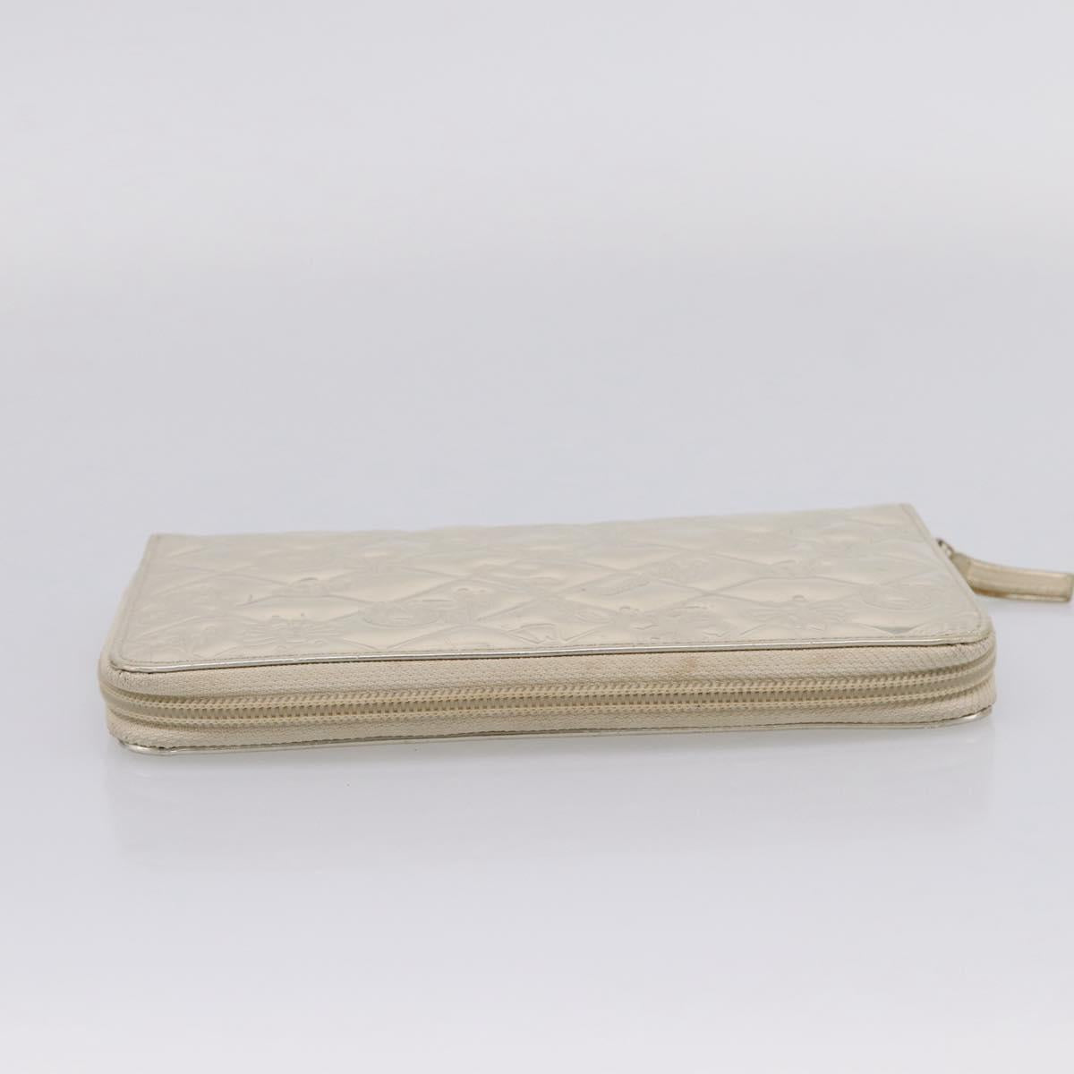 CHANEL Icon line Long Wallet Patent leather Gold CC Auth 209452V